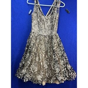 Coquette Womens Alloy Apparel Lace Fit and Flare Dress M Black Tan